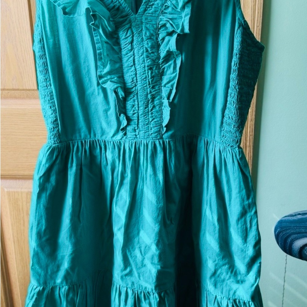J. Crew Teal Maxi Dress with Ruffle Detail